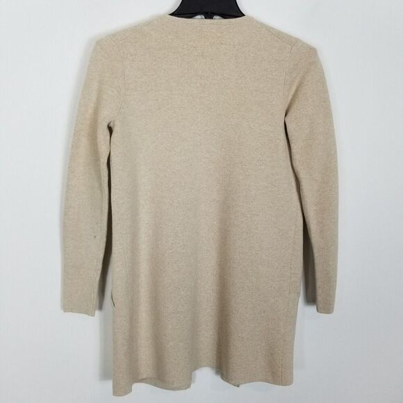 J. Crew Women Vanessa Collarless Sweater Blazer Sz 2XS Oatmeal Cream Cotton - Picture 4 of 9